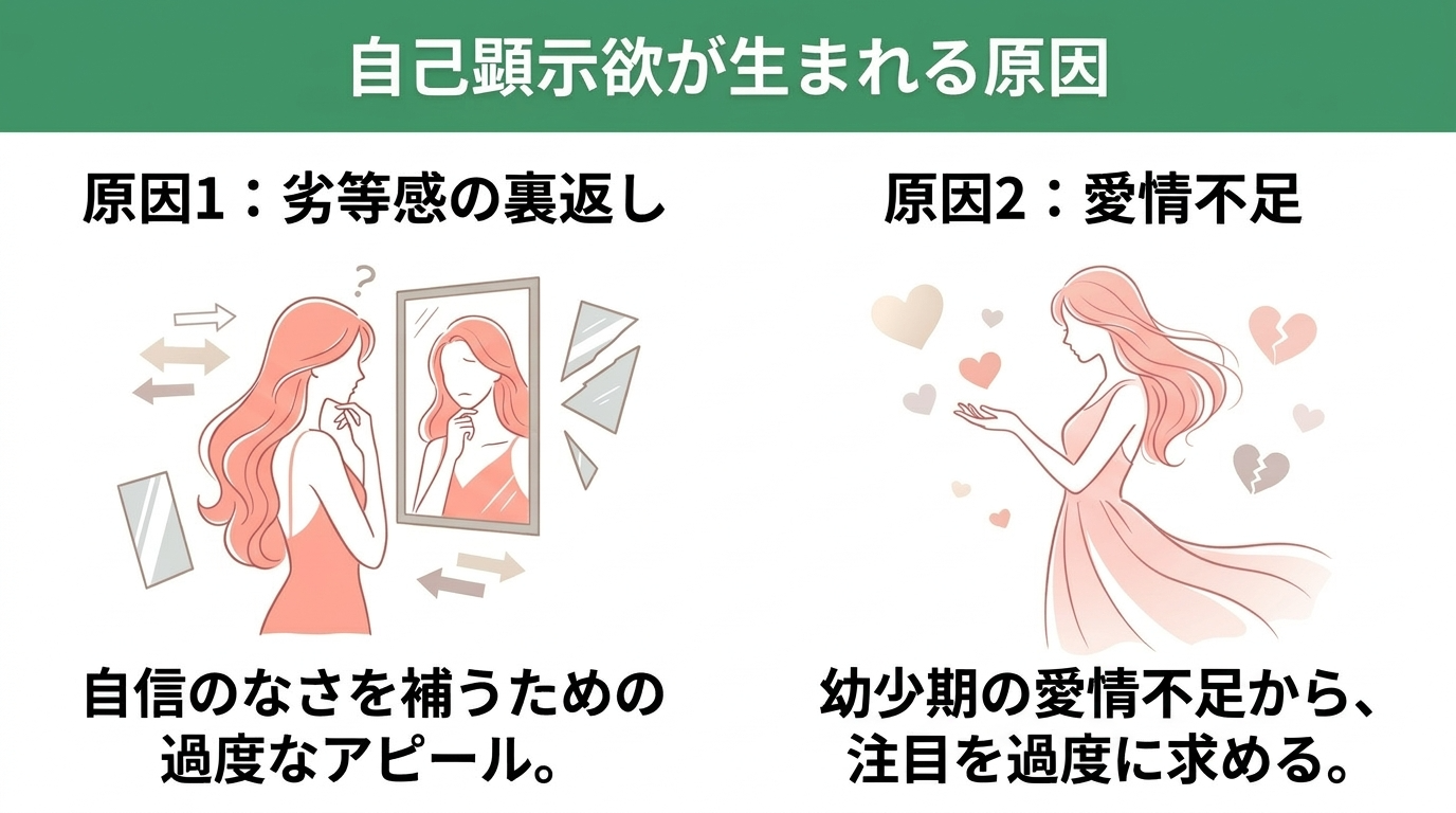 なぜ強くなる？自己顕示欲が生まれる原因と心理