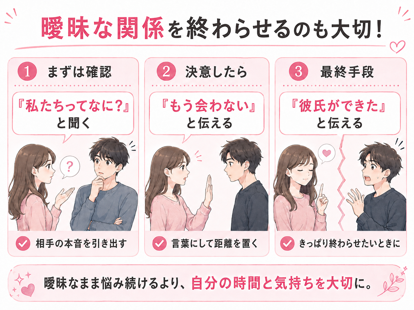 無理なら時間がもったいない！曖昧な関係を終わらせる言葉