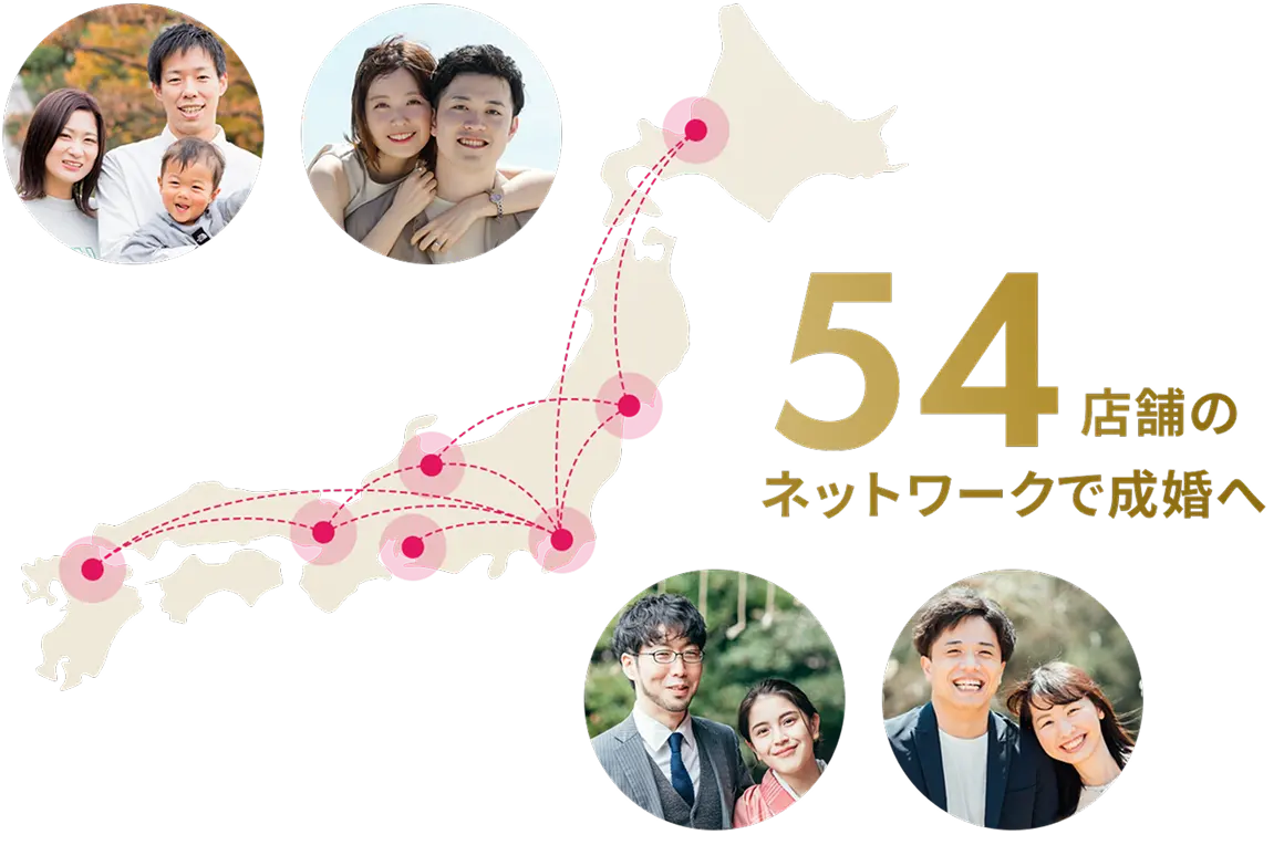 54店舗のネットワークで成婚へ