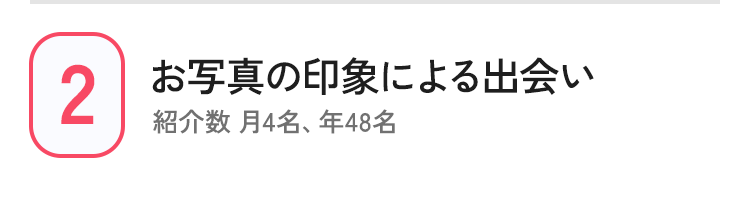 2 お写真の印象による出会い 紹介数 月4名、年48名