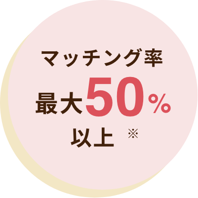 マッチング率最大50%以上 ※北陸/甲信越、東海地方