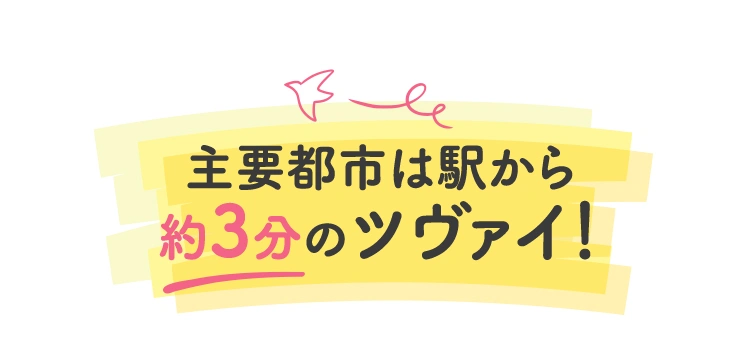 主要都市は駅から約3分のツヴァイ！