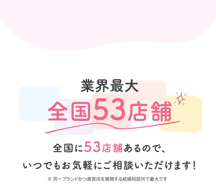 業界最大全国53店舗 全国に50店舗あるので、いつでもお気軽にご相談いただけます！