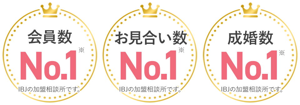成婚率No.1*1/交際率No.1*2/店舗数No.1