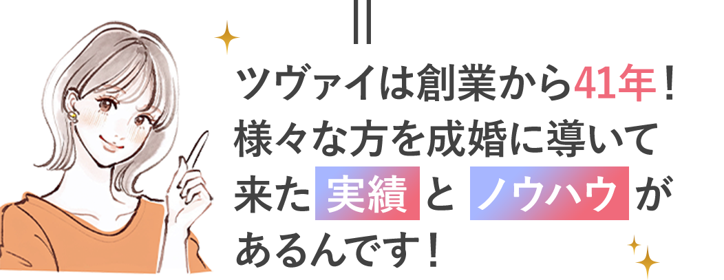 ツヴァイは創業から41年！様々な方を成婚に導いてきた実績とノウハウがあるんです！